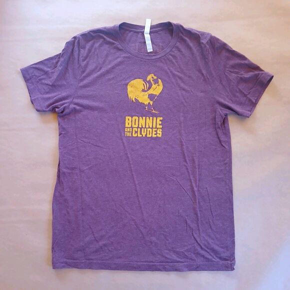 Bonnie And The Clydes Band T Shirt Size L Band Graphic Tee Marroon - Picture 1 of 8